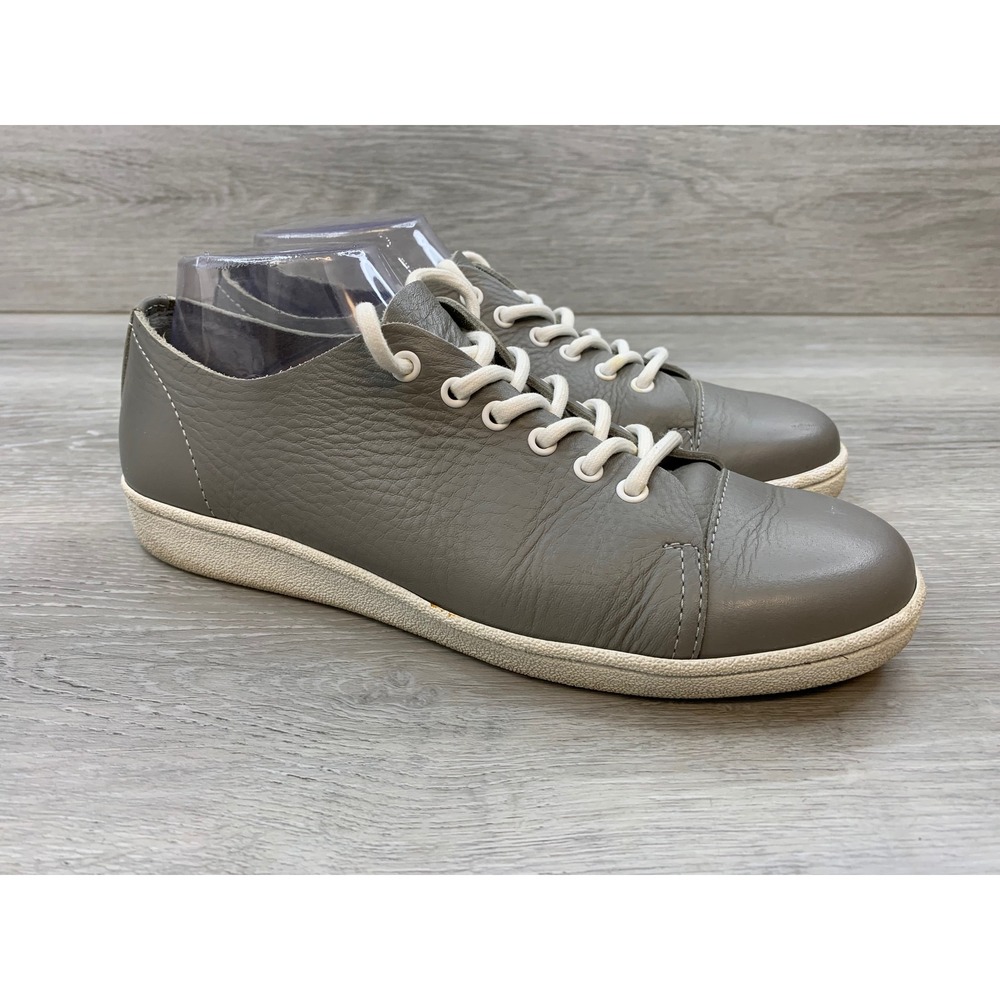 U-DOT Grey Women's Leather Low Top Sneakers Minimalist 9 Lace Up Shoes